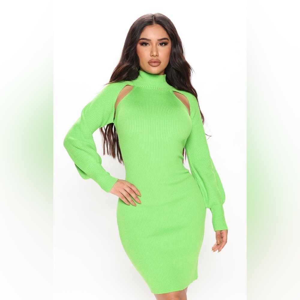 Laylani Sweater Mini Dress - Green (1X-2X)